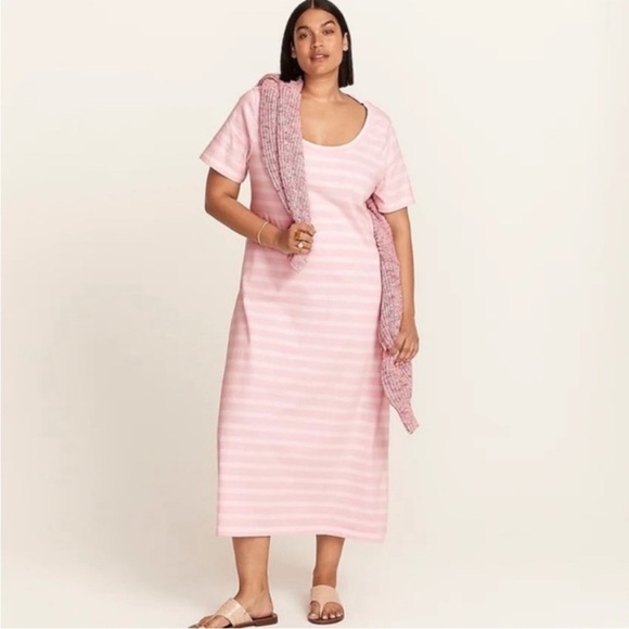 J. Crew Knit Pink Stripe Midi Dress Extra Small - Picture 1 of 6
